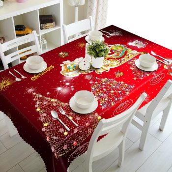3D Christmas Fireworks Trees Rectangular And Round Tablecloth
