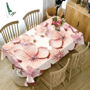3D Embossed Pink Flower Tablecloth Flower Pattern Table Decor Home Decor