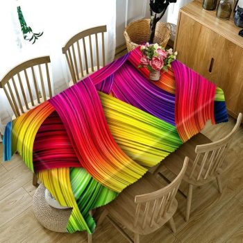 Beautiful Colorful Rainbow 3D Rectangular Tablecloth Table Decor Home Decor