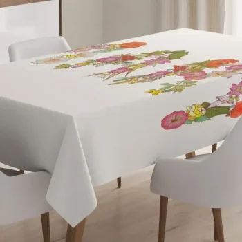 Blooming Flower Letters 3D Printed Tablecloth Table Decor Home Decor