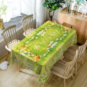 Butterfly Tablecloth Spring Grass Daisy Rectangle Tablecloth Table Decor Home Decor