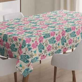 Flip Flops And Starfishes 3D Printed Tablecloth Table Decor Home Decor