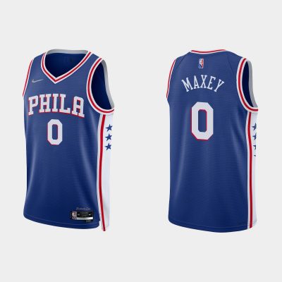 Men 2021/22 76ers 75th Anniversary Diamond Tyrese Maxey Royal Jersey Icon