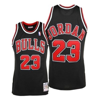 Men Chicago Bulls Michael Jordan Black Hardwood Classics Jersey