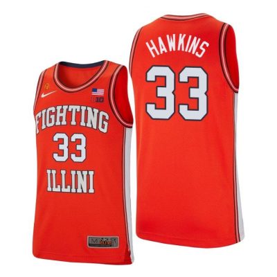 Men Illinois Fighting Illini Coleman Hawkins #33 Orange College Basketball Jersey