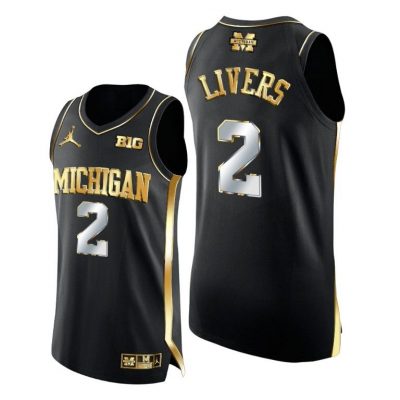 Men Isaiah Livers Black Golden Michigan Wolverines 2021 March Madness Jersey