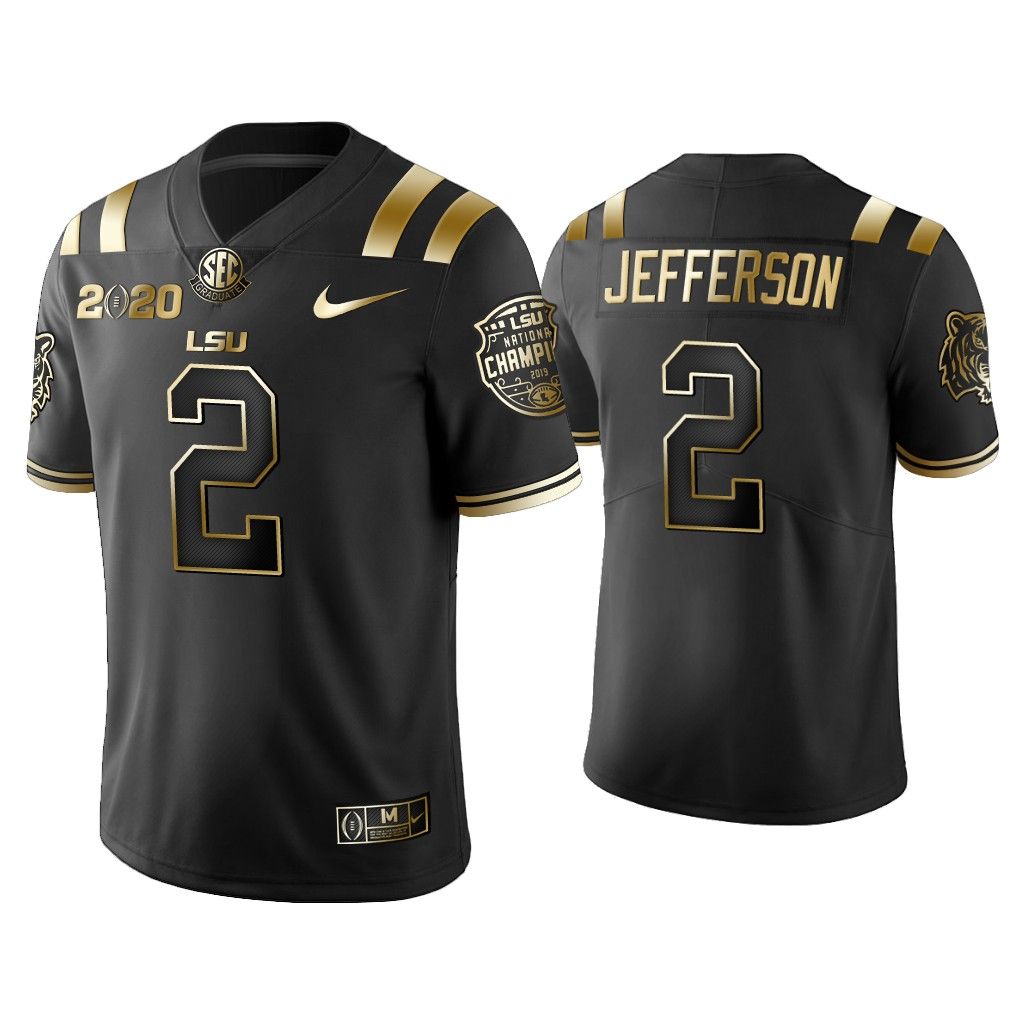 Men Justin Jefferson LSU Tigers Black Golden Edition 2020 National  Champions Jersey – Choose Your Style With Us