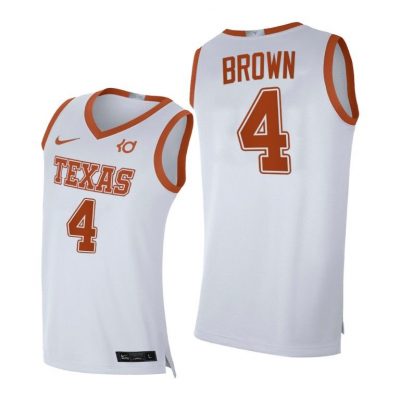 Men Texas Longhorns Greg Brown #4 White Alumni Player 2020-21 Jersey
