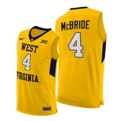 Men West Virginia Mountaineers Miles McBride #4 Yellow Alternate 2020-21 Jersey