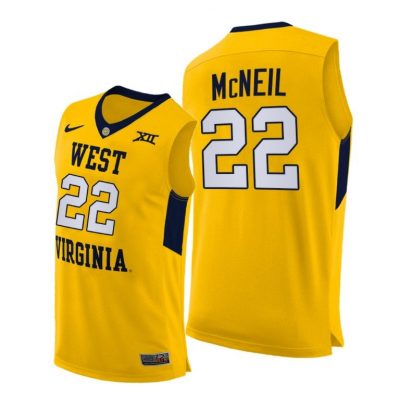 Men West Virginia Mountaineers Sean McNeil #22 Yellow Alternate 2020-21 Jersey