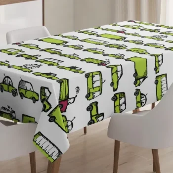 Sedans Bus Traveling Theme 3D Printed Tablecloth Table Decor Home Decor