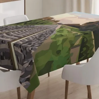 Stones And Road Tracks 3D Printed Tablecloth Table Decor Home Decor