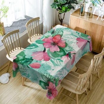 Tropical Hibiscus Red Flowers Rectangle Tablecloth Table Decor Home Decor