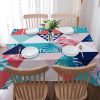 Tropical Style Pink Flamingo Green Palm Leaves Rectangle Tablecloth Table Decor Home Decor