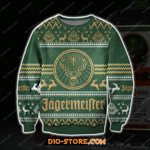 3D All Over Print Knitting Pattern Jagermeister Ugly Christmas Sweatshirt