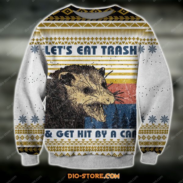 3D All Over Printed Let'S Eat The Trash & Get Hit By A Car Ugly Christmas Sweatshirt