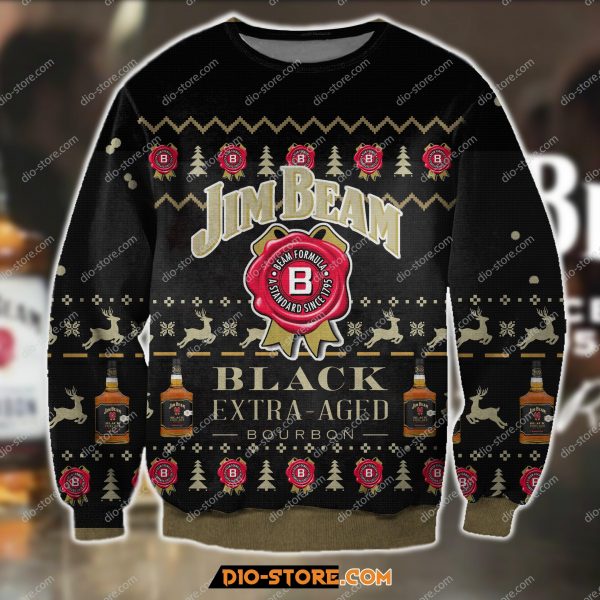3D Print Jim Beam Black Extra Aged Bourbon Ugly Christmas Sweatshirt