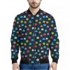 8-Bit Video Game Monsters Pattern Print Bomber Jacket