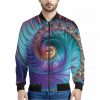 Abstract Fractal Print Bomber Jacket