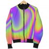 Abstract Holographic Trippy Print Bomber Jacket