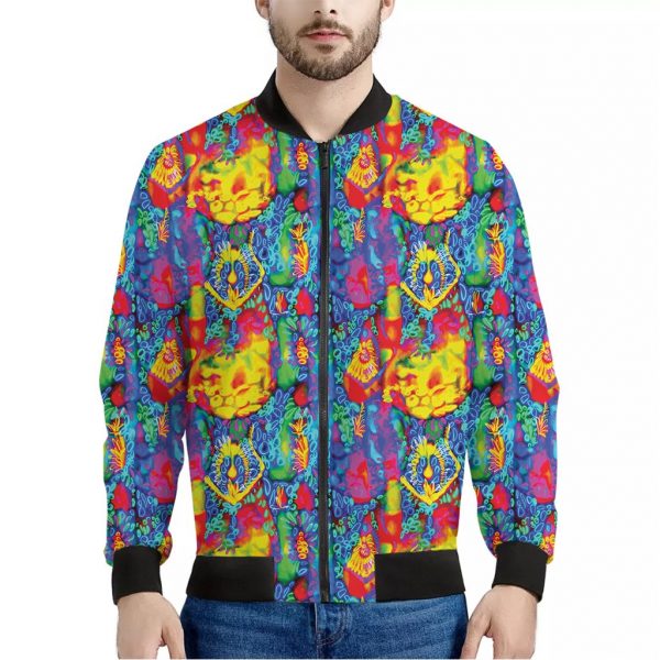Abstract Psychedelic Print Bomber Jacket