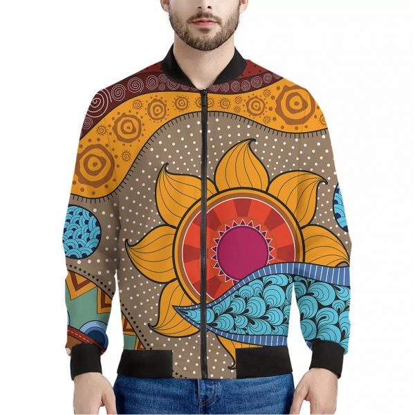 African Sun Print Bomber Jacket