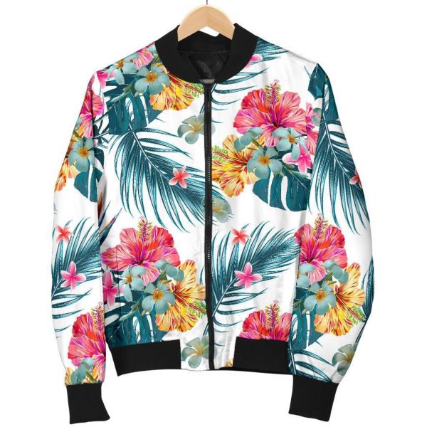 Aloha Hawaii Floral Pattern Print Bomber Jacket