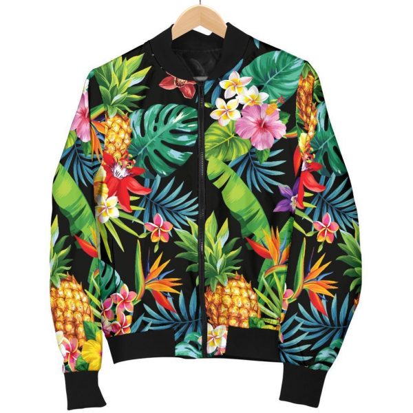 Aloha Hawaiian Tropical Pattern Print Bomber Jacket
