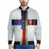American Christian Cross Flag Print Bomber Jacket