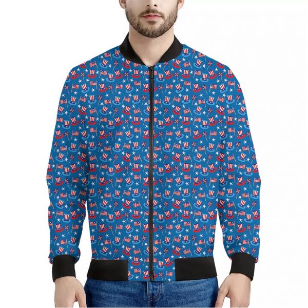 American Independence Day Pattern Print Bomber Jacket