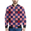 American Patriotic Patchwork Print Bomber Jacket