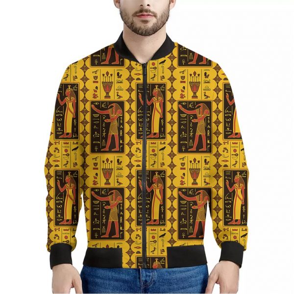 Ancient Egypt Pattern Print Bomber Jacket