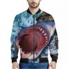 Angry Shark Print Bomber Jacket