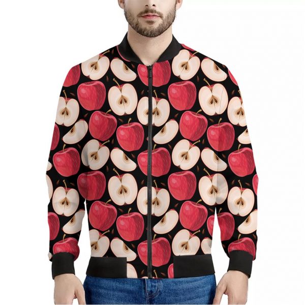Apple Pattern Print Bomber Jacket