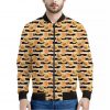 Apricot Fruit Striped Pattern Print Bomber Jacket