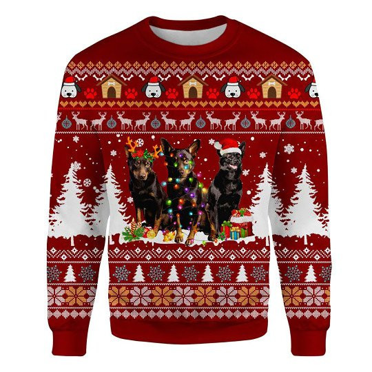 Australian Kelpie Ugly Christmas Sweatshirt Animal Dog Cat Sweater Unisex