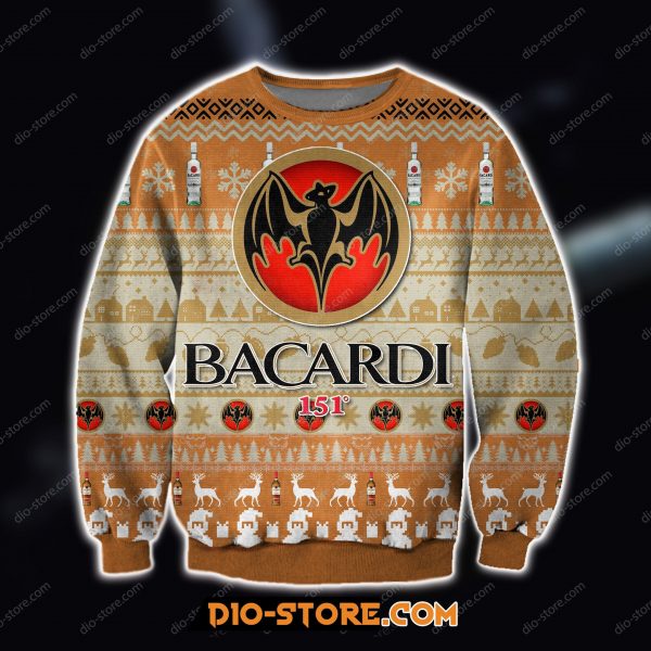 Bacardi Wine Knitting Pattern 3D Print Ugly Christmas Sweatshirt