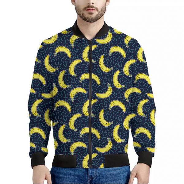 Banana Fruit Pattern Print Bomber Jacket