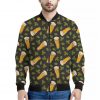 Beer Hop Cone And Leaf Pattern Print Bomber Jacket