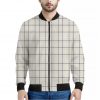 Beige Tattersall Pattern Print Bomber Jacket