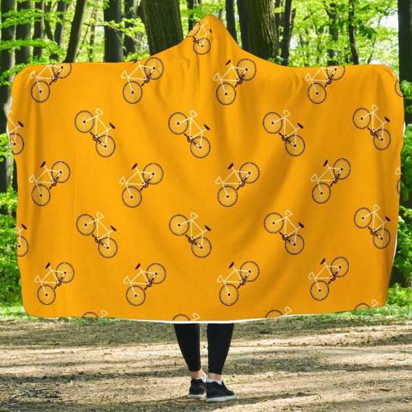 Bicycle Pattern Print Hooded Blanket Cloak Blanket