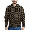 Black And Beige Orthodox Pattern Print Bomber Jacket