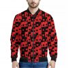 Black And Red Casino Card Pattern Print Bomber Jacket