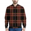 Black And Red Stewart Tartan Print Bomber Jacket