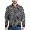 Black And White African Tribal Print Bomber Jacket