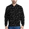 Black And White Bubble Pattern Print Bomber Jacket