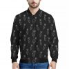 Black And White Carrot Pattern Print Bomber Jacket