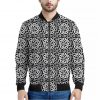 Black And White Celtic Pattern Print Bomber Jacket
