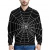 Black And White Cobweb Print Bomber Jacket