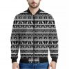 Black And White Egypt Pattern Print Bomber Jacket